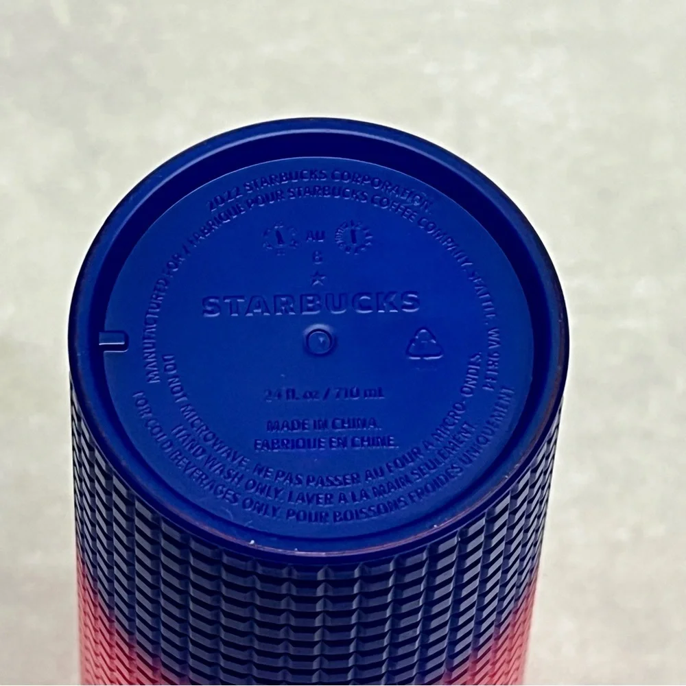 21Starbucks Summer 2022 Grid Gradient Tumbler Pink/Blue Fade Venti 24oz Cold Cup - Picture 3 of 3